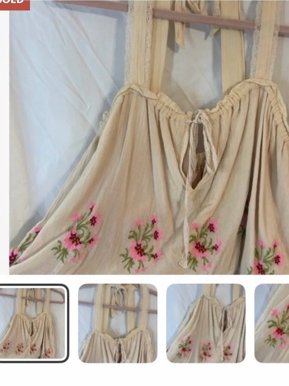 Free People Beige Floral Embroidered Camisole